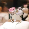 Cluster Rings Korean Style Sweet And High-end Design With Sugar Zircon Squirrel Ring For Women To Give Gifts Wear Jewelry At Parties