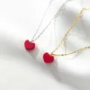 Pendants Sweet And Cute Red Heart Shape Pendant Necklace Girl Fashion Short Collarbone Chain Anniversary Jewelry Birthday Gift
