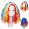 Perruques Gaka Cosplays de cheveux synthétiques bouclés pour femmes Halloween Colored Rainbow Wig Fibres résistantes à la chaleur