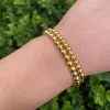 Stränge Neuankömmlinge 5/6mm Edelstahl Perlenarmbänder für Frauen Männer vergoldete dehnbare Armreifen Schmuck Weihnachtsgeschenk