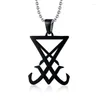 Colliers pendants Sageur en acier inoxydable du collier Lucifer Dainty Occult Devil Satan Satan Satanic avec chaîne de balles de 24 pouces