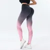 Pantaloni attivi gradiente color alta vita con leggings da yoga si adattano a sport morbidi ed elastici da corsa da corsa fuori dallo sportivo