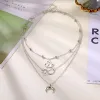 Halsketten Vintage Silber Farbe Mondkarte Anhänger Halskette Bohemian Kreis Geometrie geschichtete Kragen Halskette Mode Frauen Schmuck Schmuck