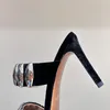 Designer schoenen suède sandalen open tenen 10 cm hiel slip op schoenen dames luxe merk fabrieksschoenen met doos