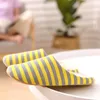 Slippers dames gestreepte indoor pluche gesloten teen zachte non slip glijbanen schoenen huis slaapkamer