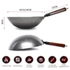 Traditionelle Eisen -Woknonbeschichtungs -Woks Hand geschmiedet für Küchen Panwooden Griff Wok Gas Pot Cookware 240415