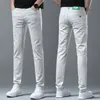 Style White Jeans Mens Summer High-End Ripped Elastic Ankle-Tied Trendy Casual Fashionable Trousers Biker 240417