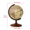 World Globe Earth Map på engelska retro träbasinstrument Geografiutbildning Desk dekoration 240418