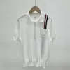 Frauen Polos Polo-Hemd für Frauen weiße Farbe gestreiftes Patchwork Strick Häkelpullover T-Shirts Sommer Preppy Y2K Tops T-Shirt Crop