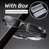 Sunglasses Fashion Rimless Reading Glasses With Box Men Women Retro Blue Light Blocking Presbyopia Unisex Transparent Far Sight Eyeglasses