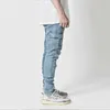 Jeans jeans jeans maschi pantaloni lavano a colori solidi multipocchi denim jeans cargo a vita medio taglie taglie forti casuali maschio abbigliamento quotidiano 240423