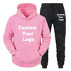 Herren -Tracksuits Männer Frauen machen Ihr Design -Logo Text Custom Hoodie Set Original bedrucktes Sweatshirt und Jogginghosen 2 Stück