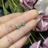 Küpe% 100 doğal 3*3 mm Emerald Takı 925 İnce Mücevher Tanrıçası için Gümüş Küpe