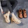 Sapatos casuais birkuir retro tecer sandálias femininas de couro genuíno grande de luto de luxo grosso de dedo mole de solas de solas macias