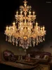 Lustres meerosee luxueux grand cristal lustre lumières gold pendant lampe lustère suspension