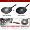 Traditionelle Eisen -Woknonbeschichtungs -Woks Hand geschmiedet für Küchen Panwooden Griff Wok Gas Pot Cookware 240415