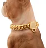 14 -миллиметровая сильная золота из нержавеющей стали с пряжки для собак тренировочные дроссельные воротники для больших собак Pitbull Slip Dog Collar5832663