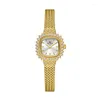 Wristwatches Women's Light Luxury Watch Brand Diamond Set Small Square Elegant Bracelet Fashion Waterproof Clock Reloj V120