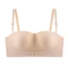 BRAS Womens icke-halk osynlig anti-exponeringsrör Topp Frontknapp Traceless BRA Cup Inga märken Justerbar axelband Dam