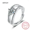 Anelli a grappolo Real Moissanite 14K in oro bianco bianco placcato 4 Prong Petite Twisted Vine 1ct Diamond Engagement Ring Promise Gioielli da sposa