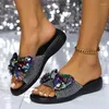 Casual Shoes Damskie cekiny Bow Slide moda brokat otwarty palca na stylowe slajdy na plaży na świeżym powietrzu