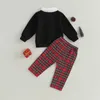 Kläder sätter Pudcoco 2st Baby Girl Boy Christmas Outfits Långärmad lapel krage tröjor Plaid Pants Set småbarn varma kläder 3-24m