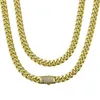 6-14 mm Edelstahl Miami Cuban Chain Halskette Armband 14K Gold plattiert