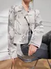 女性用ジャケットチャイニーズスタイルの結び目ボタンコートスプリングプリントショートトップ