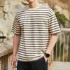 Hip Hop Sports T-shirt Streetwear Mens Stripe T-shirts Casual 2024 Summer Short Manches Tshirt Tees Oversize 3xl 4xl 240423