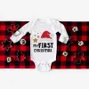 Één-stuks mijn eerste kerstnasgeboren bodysuit baby lange mouw romper jumpsuit baby meisjes jongens unisex playsuit outfit xmas feestkleding