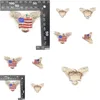 Pins Brooches 10 Pcs/Lot Fashion Design American Eagle Shape Flag Brooch Crystal Rhinestone 4Th Of Jy Usa Patriotic Pins For Gift/D Dhpd7