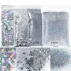 Paillettes 4 sac 200g holographiques ongles paillettes poudre en argent poudre brillante mélange en vrac mix hexagon paillettes ongles accessoires