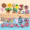 Sandals 15pcs Beach Vacations Shoe Charms Palms Tree Shoe Decorations Pins for Boy Girls Kids Accessories for Garden Sandals Favor Gifts 240423