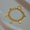 Dieyuro 316L Aço inoxidável 2Layer Hollow Out Stars Bracelet for Women Vintage Girls Charm Jewelry Party Birthday Gifts 240417