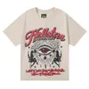 メンズTシャツハイストリートファッションヘルスタークリエイティブファン凝視アイプリントダブルヤーンカジュアルショートスリーブTシャツ男性と女性向け