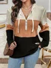 European and American Plus Size Womens Fashionable Zipper Patchwork Tops T Shirts 240412