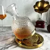 Crystal Glass Rotating Wine Decanter Tumbler Dispenser Mirror Jug Gift Bar Party Home Decor Art Glassware 240419