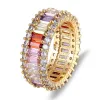 Groupes Nidin Top Quality Quality Colorful Rainbow CZ Ring For Women Girls Fashion Engagement Band de mariage Charme Jewelry 10 styles Choix