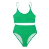 Swimwear femminile 2 pezzi senza schienale/set elegante raccolta del reggiseno altissima vita da bagno con abiti da bagno comodi bikini set completo