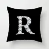 Kudde 45x45cm Crystal Diamonds Letter Tryckt 26 bokstäver Engelska Alfabetet Cover Polyester Decoration SOFA Kudde