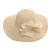 Wide Brim Hats Mens Floppy Hat Women'S Large Sun Summer Floral Rhinestone Beach Adjustable Korean Style Straw Oversized