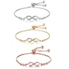 Pulseiras de link Personalidade da moda 8 palavras Micro-set de pulseira ajustável cheia de diamantes números de sorte