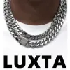 Halsband stereoskopisk skärning av hiphop trottoarkedja silver färg cuban choker fyrfaserad spegel polering rostfritt stål länk mode look