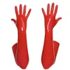 Long Gloves Fashion Faux Leather Five Fingers Shiny PU PVC Glove Stage Smooth Sexy Outfits for Women Party Club Night