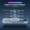 Mobiltelefonfodral lyx för magsafe magnetiskt transparent fodral för iPhone 15 13 12 mini 11 14 pro max 8 plus xr xs max trådlös laddning täcker 240423