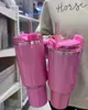 US stock water flessen winter roze neon wit doel rode tumblers cosmo mokken h2,0 40 oz kopjes met siliconen deksel en stro auto neon hete roze mokken gg0426