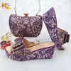 Dress Shoes Matching Women And Bag Set Purple Color Mature Style Designed For High-End Parties Wedding Sell Well In Nigeria