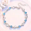 Beaded 925 Sterling Silver Zircon Lovers Heart Shaped Bracelets Crystals For Women Valentines Gift Wedding Party Noble Jewelry 240423