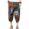 Herenbroeken Retro -stijl Gedrukte broek Print Ethnic Drawring met zijzakken voor casual dagelijkse slijtage mannen