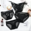 Mutandine femminili Fashion Sexy Black Lace Whow Out Donne a bassa vita a maglia sottile Slip senza soluzione di continuità in cotone lingerie